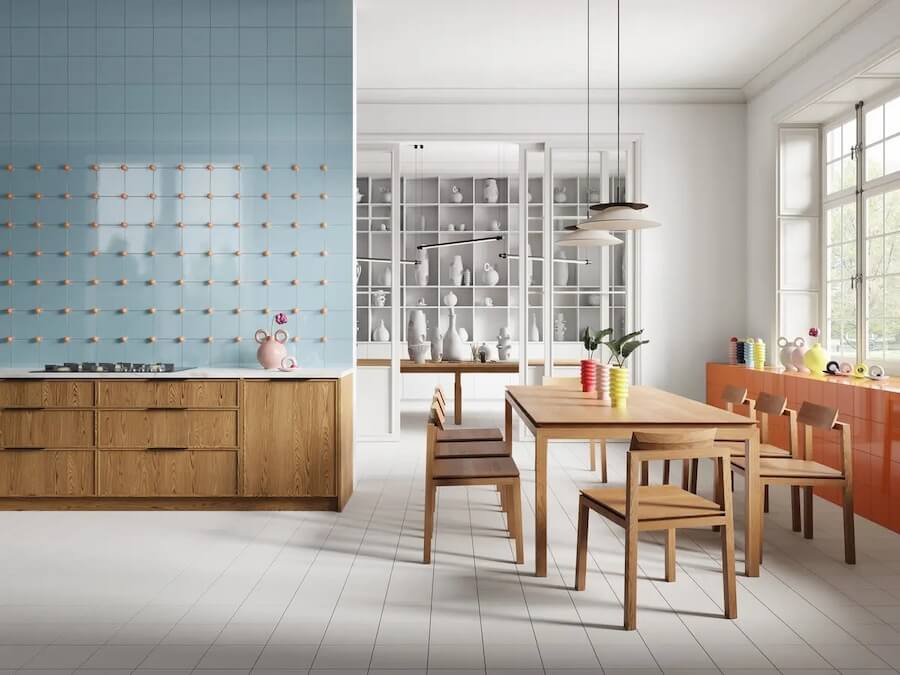 Płytki pastelowe w nowoczesnej kuchni