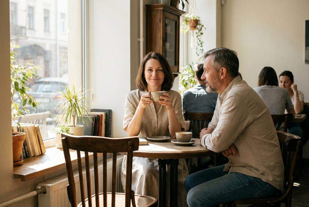 Kobieta stawiająca granice w rozmowie z partnerem