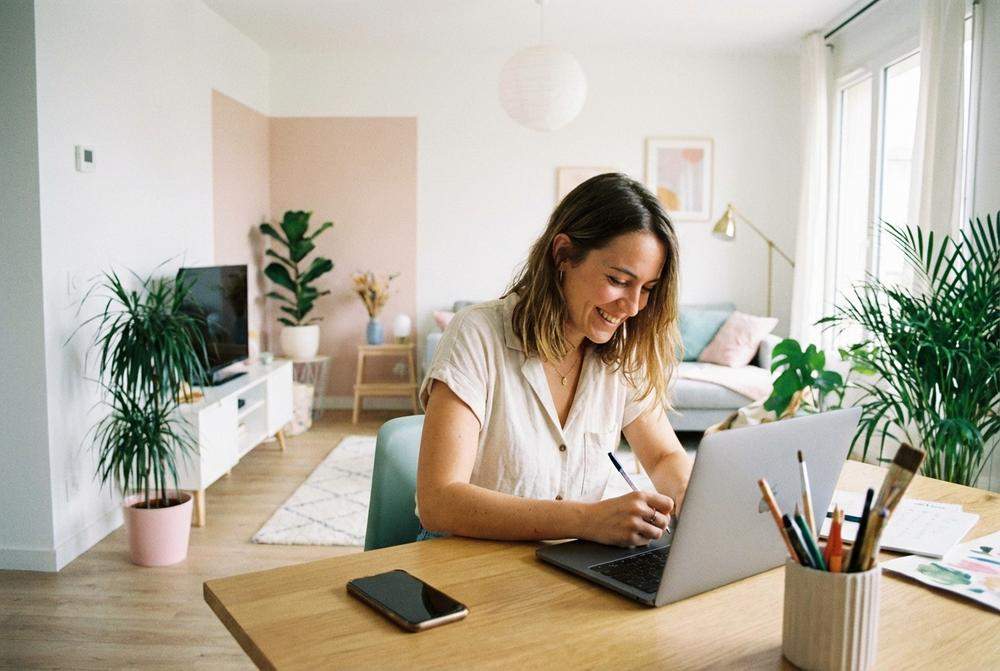 niezależna kobieta zajęta hobby ignorująca telefon