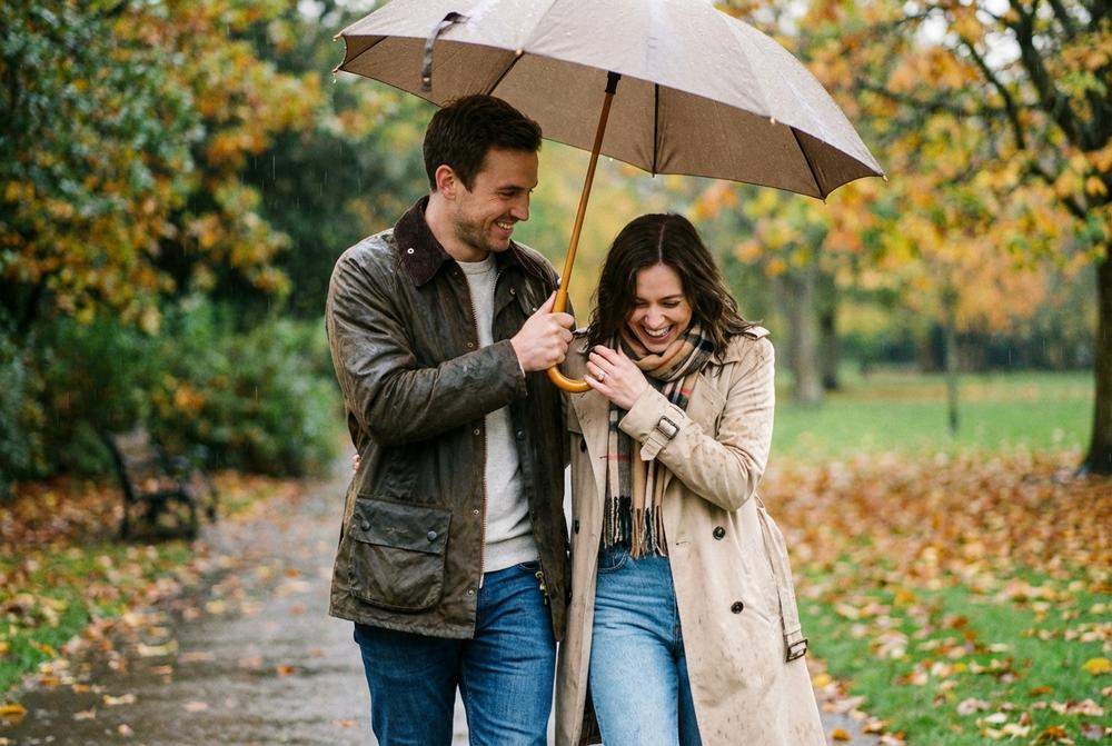 Mężczyzna okazuje troskę partnerce na spacerze