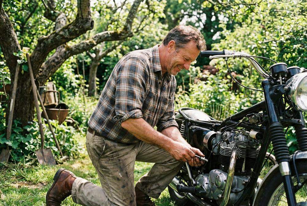 Mężczyzna po 50 realizujący hobby na świeżym powietrzu