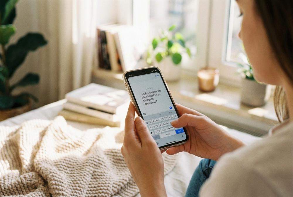 Kobieta zastanawia się czy napisać do faceta podczas cichych dni