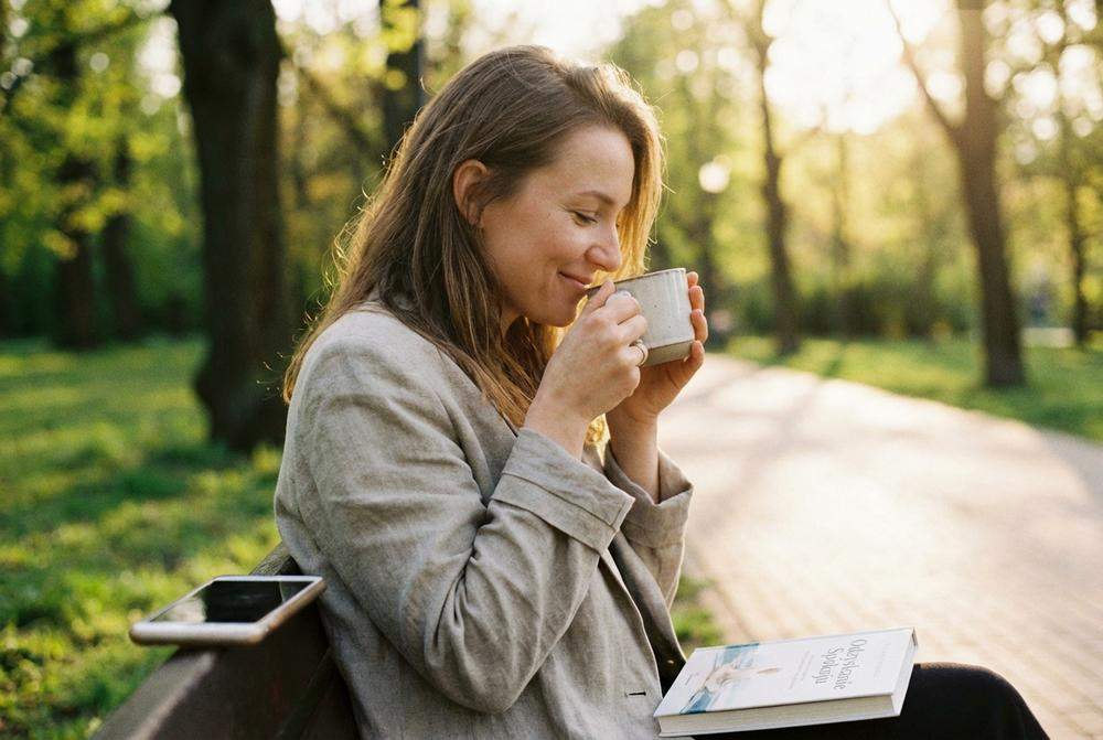 zrelaksowana kobieta nie czeka na telefon