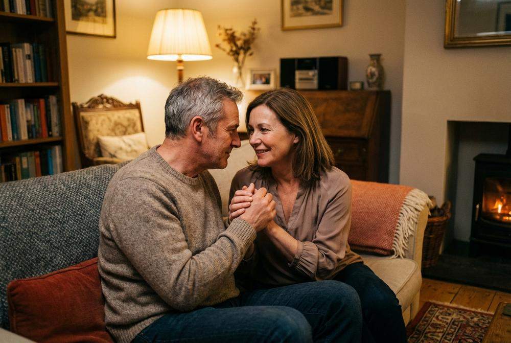 Mężczyzna patrzący kobiecie w oczy podczas rozmowy