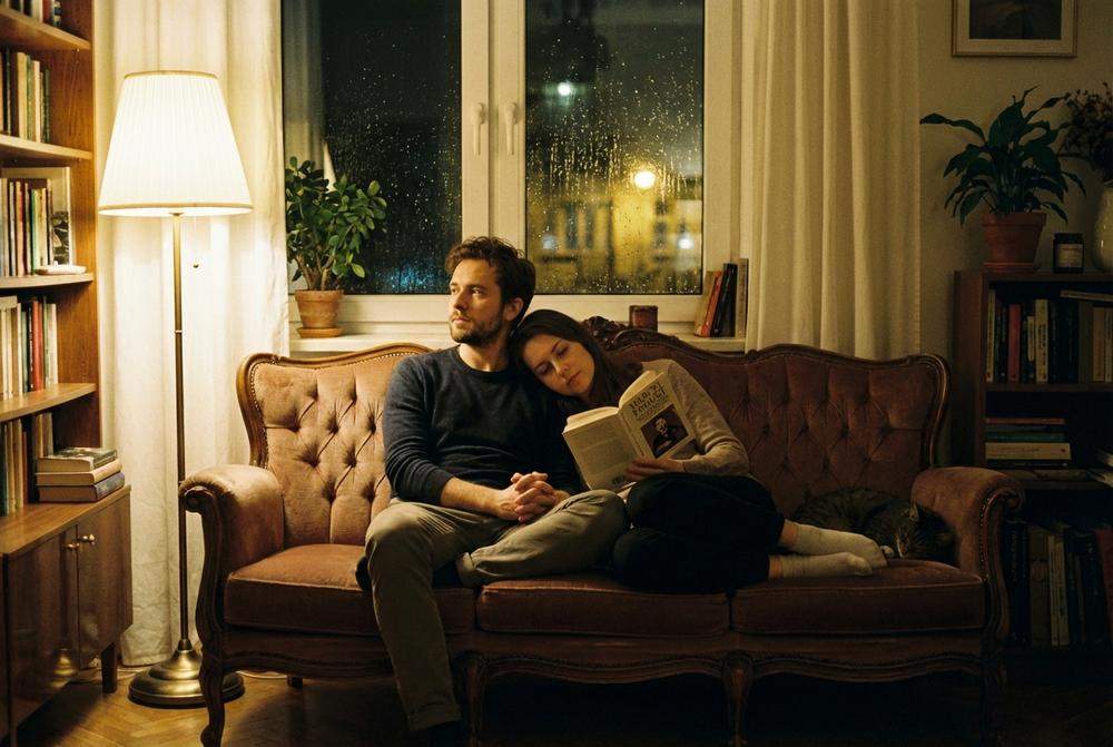 para siedząca w milczeniu trzymająca się za ręce