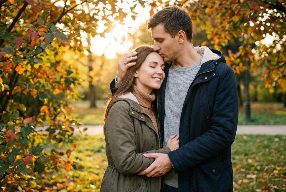 Pocałunek w czoło jako oznaka miłości i opiekuńczości mężczyzny