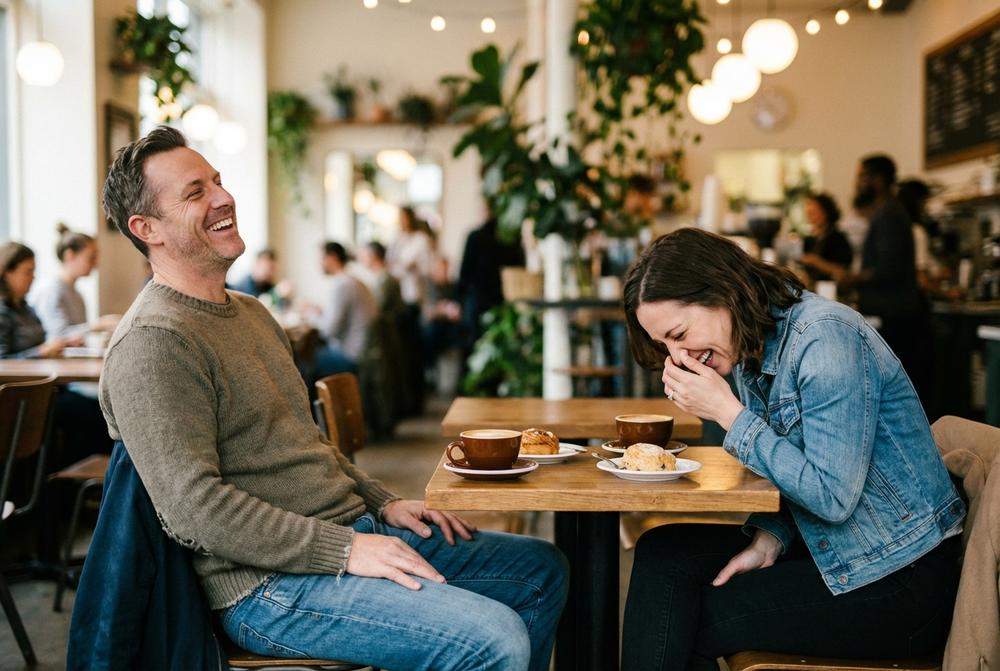 zakochana para rozmawia w kawiarni randka