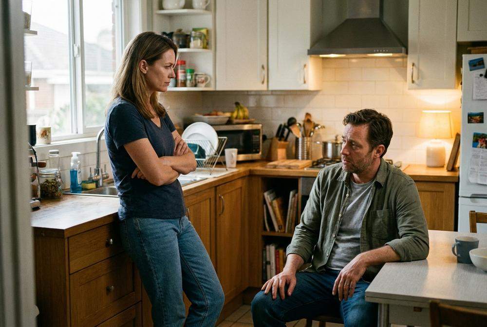 asertywna kobieta stawiająca granice partnerowi podczas rozmowy