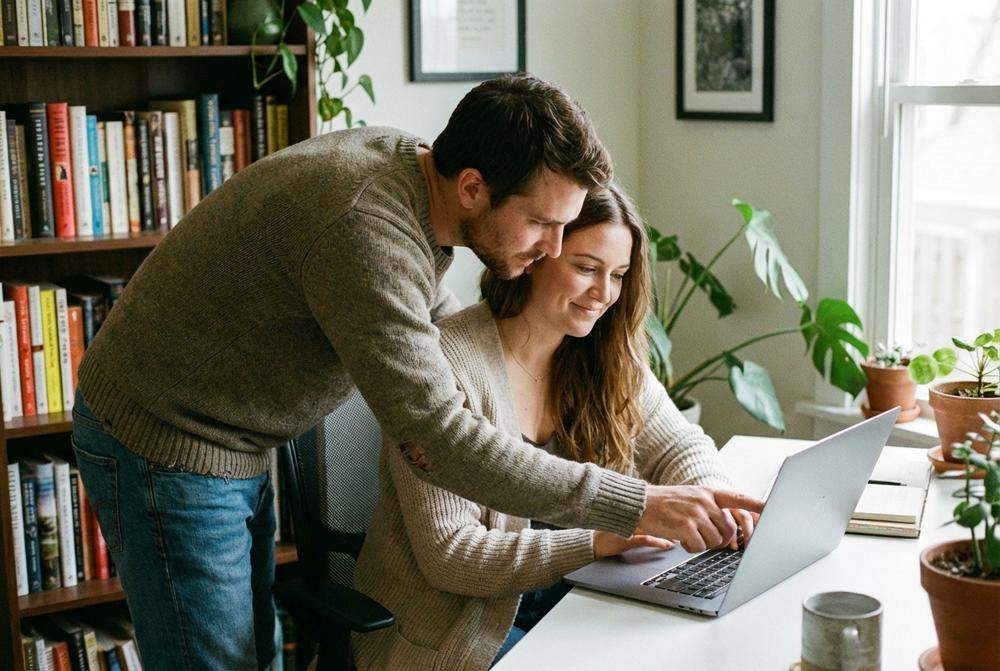 Mężczyzna pomaga kobiecie okazując troskę i bliskość