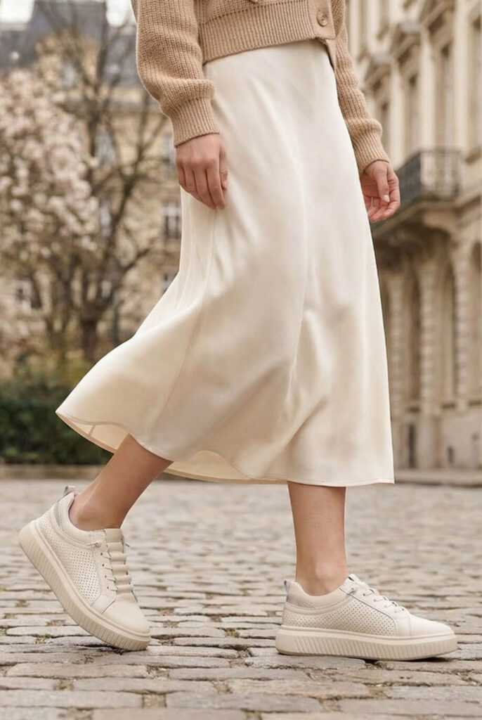 Białe sneakersy na grubej podeszwie