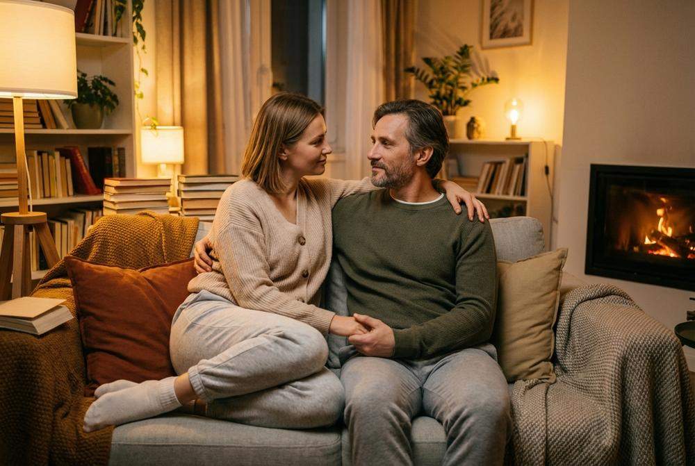 szczęśliwa para okazująca sobie wsparcie w domu