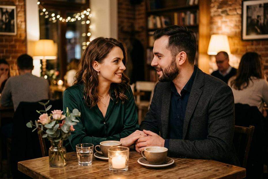 Para nawiązująca głęboki kontakt wzrokowy na randce