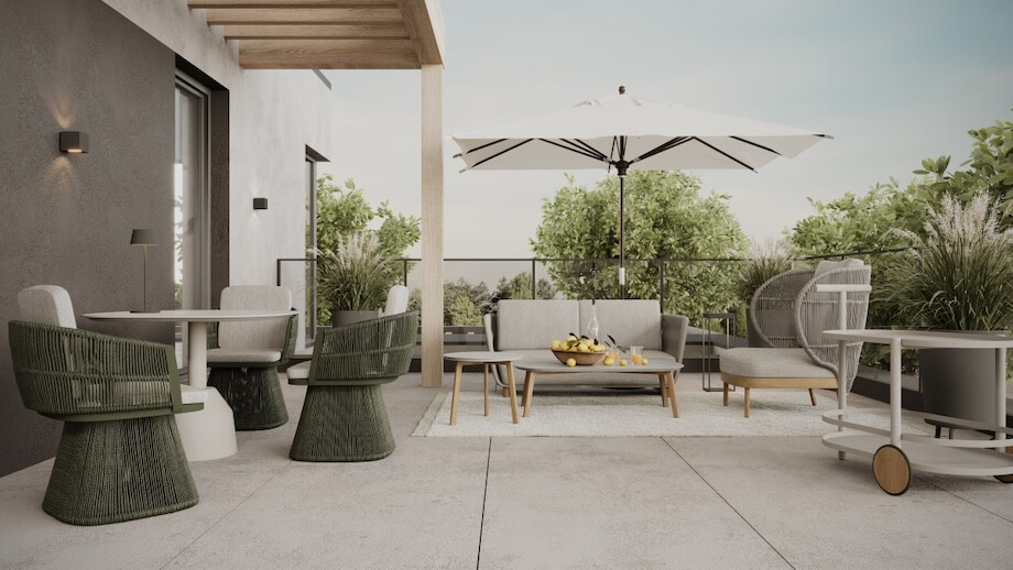 Taras z dużymi płytkami