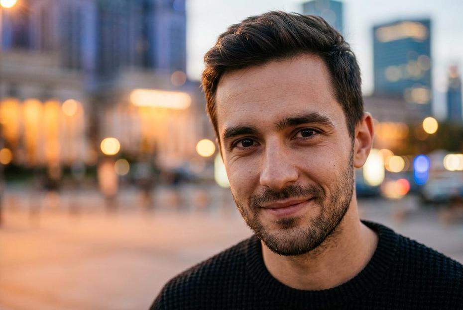 Zmysłowe spojrzenie mężczyzny podczas wieczornego spotkania